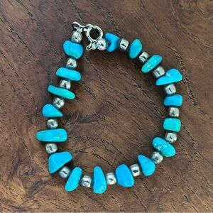 ❤️‍🔥Vintage Turquoise Sterling Silver Beaded Bracelet Native American